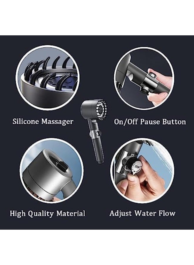 High Pressure Shower Head 3 Spray Modes, Filtered Shower Head and Water Stop Button Adjust Water Flow Massage Showerhead for Adults Children Pets Home, and Gym Use - Grey  - Image 4