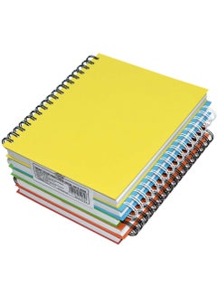 FIS حزمة من 5 دفاتر ملاحظات بغلاف صلب حلزوني من FIS مقاس 9 × 7 بوصات (22.86 × 20.32 سم) سطر واحد، مع حدود، 200 ورقة - ألوان متنوعة - FSNBS97N200ASST  - Image 1