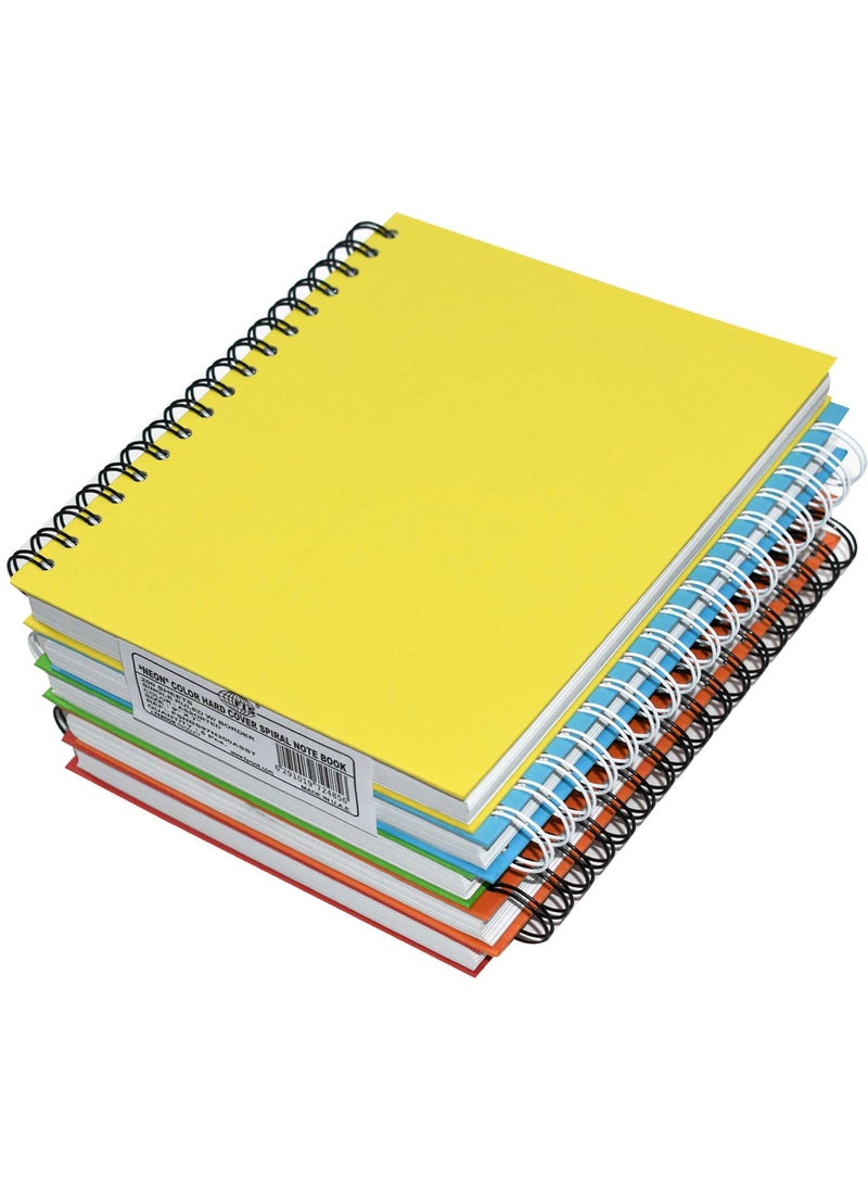 FIS حزمة من 5 دفاتر ملاحظات بغلاف صلب حلزوني من FIS مقاس 9 × 7 بوصات (22.86 × 20.32 سم) سطر واحد، مع حدود، 200 ورقة - ألوان متنوعة - FSNBS97N200ASST  - Image 1