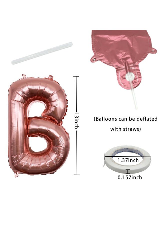 K.E.J. Rose Gold Happy Birthday Balloon Banner Foil Balloons - 16 Inch Mylar Letters Balloons, Reusable Birthday Decorations for Men, Women Party Supplies - Image 2