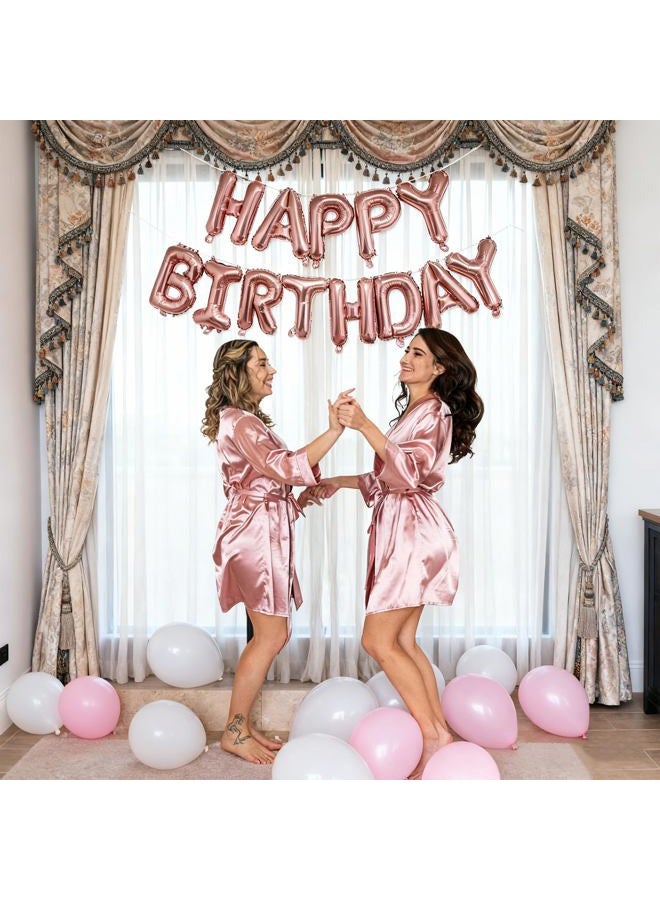 K.E.J. Rose Gold Happy Birthday Balloon Banner Foil Balloons - 16 Inch Mylar Letters Balloons, Reusable Birthday Decorations for Men, Women Party Supplies - Image 3