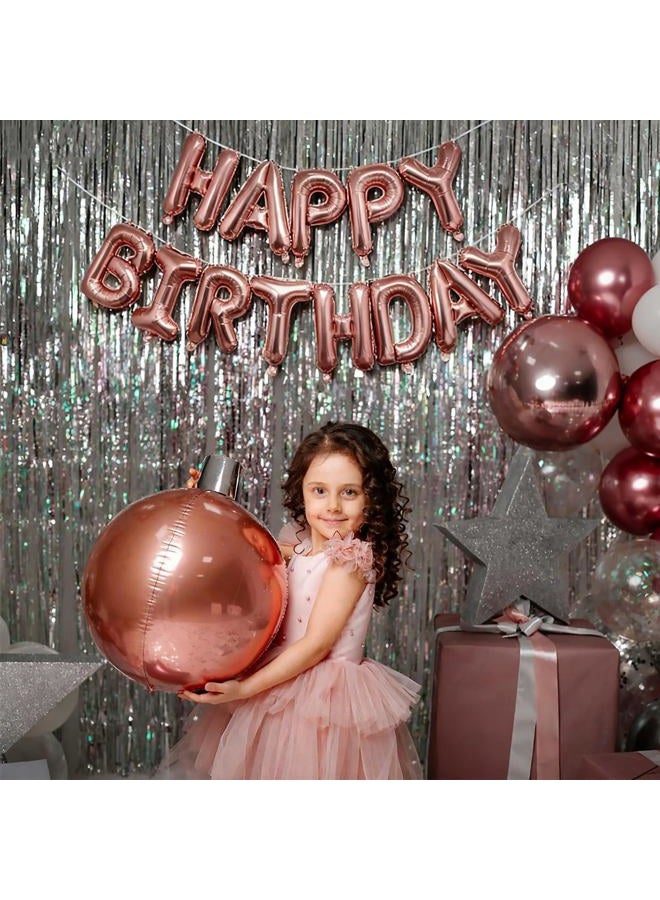 K.E.J. Rose Gold Happy Birthday Balloon Banner Foil Balloons - 16 Inch Mylar Letters Balloons, Reusable Birthday Decorations for Men, Women Party Supplies - Image 5