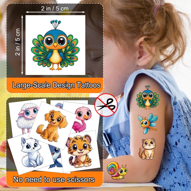 JCFIRE Larger Temporary Tattoos For Kids Stocking Stuffers, 102 Styles Mixed Cute Animals Stickers Birthday Party Favors for Kids 3-5 4-8, Goodie Bag Stuffers Gifts Activities Games Christmas - Image 4