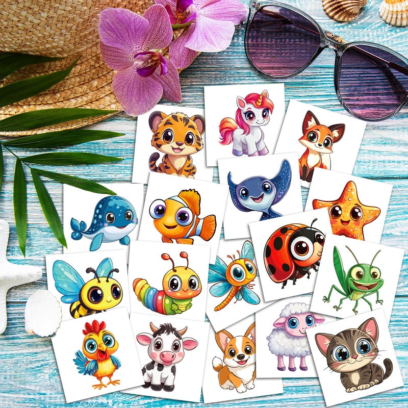 JCFIRE Larger Temporary Tattoos For Kids Stocking Stuffers, 102 Styles Mixed Cute Animals Stickers Birthday Party Favors for Kids 3-5 4-8, Goodie Bag Stuffers Gifts Activities Games Christmas - Image 2
