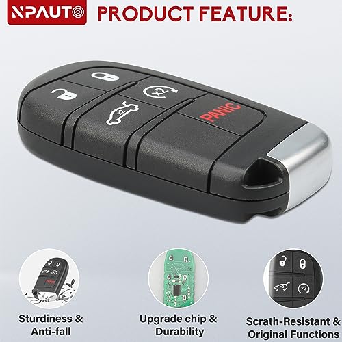 NPAUTO بديل مفتاح السيارة الذكي لجيب جراند شيروكي 2014 2015 2016 2017 2018 2019 2020 2021 2022 - دخول بدون مفتاح، تحكم عن بُعد، بدء تشغيل عن بُعد، مفاتيح قريبة، M3N-40821302، 68143505AC، 68143505AA - Image 2