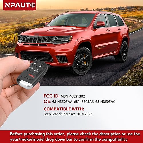 NPAUTO بديل مفتاح السيارة الذكي لجيب جراند شيروكي 2014 2015 2016 2017 2018 2019 2020 2021 2022 - دخول بدون مفتاح، تحكم عن بُعد، بدء تشغيل عن بُعد، مفاتيح قريبة، M3N-40821302، 68143505AC، 68143505AA - Image 3