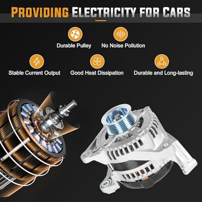 ILONPA Alternator 4.7L 3.7L Replacement Compatible with 2001-2006 Dodge Durango, 2005-2006 Jeep Grand Cherokee, 2006 Commander, 2003-2006 Liberty Replace VND0281, 400-52118R, 4801252AA - Image 5