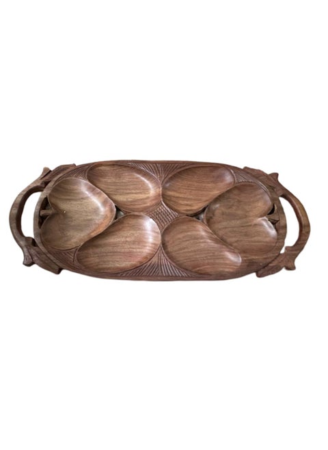 Handmade Wooden Long Patty Shape Tray for Home Office Decor
