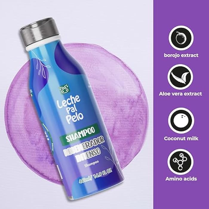 Leche Pal Pelo Intense Regenerator - Shampoo - Deep Moisture for Dry, Damaged Hair - Shampoo with Coconut Milk, Aloe Vera and Amino Acids - 14.9 oz - Image 3