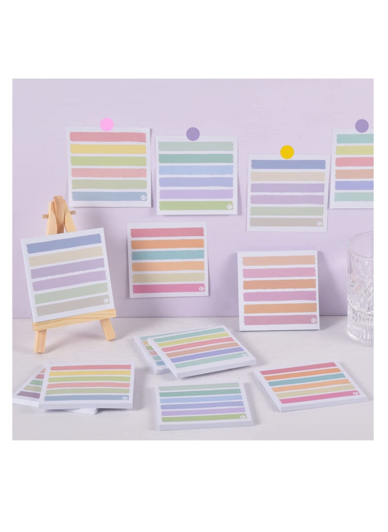 Excefore - 8 Pack Lined Sticky Notes, Colorful Stripe Sticky Notes Clear Pad, Super Sticking Power Memo Pads, Suitable for Study Notes Works School and Office Supplies (50 Sheets,3x3 in ) - Image 1