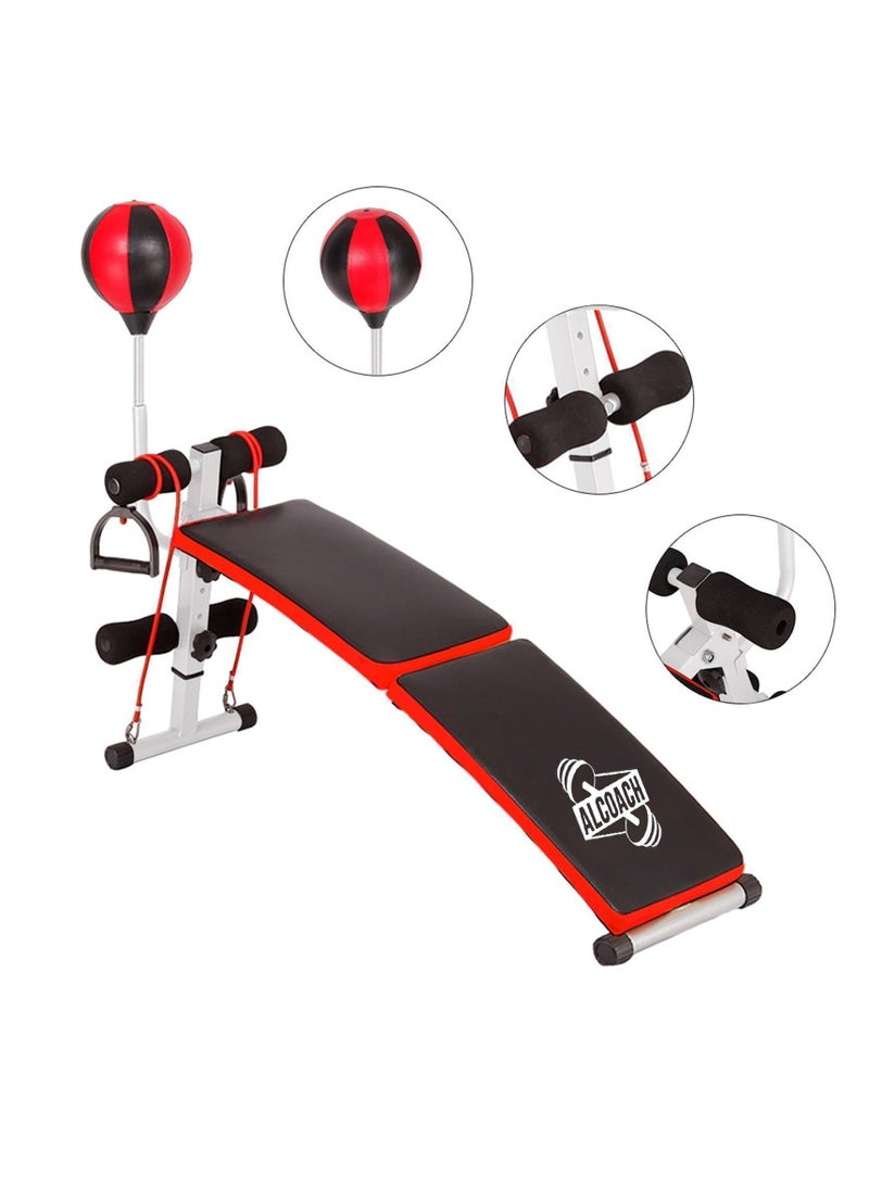 ALCOACH Sit-up Adjustable Abdominal Bench with Speedball and Pull Ropes with gift shaker protein - Image 2