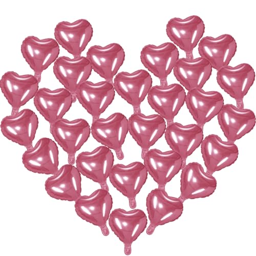 Raiten 100 Pcs Heart Foil Balloons 10 Inch Heart Romantic Love Shaped Balloons Valentine Decorations for Valentines Day Wedding Proposal Birthday PartyPink - Image 1