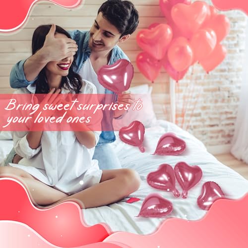 Raiten 100 Pcs Heart Foil Balloons 10 Inch Heart Romantic Love Shaped Balloons Valentine Decorations for Valentines Day Wedding Proposal Birthday PartyPink - Image 5
