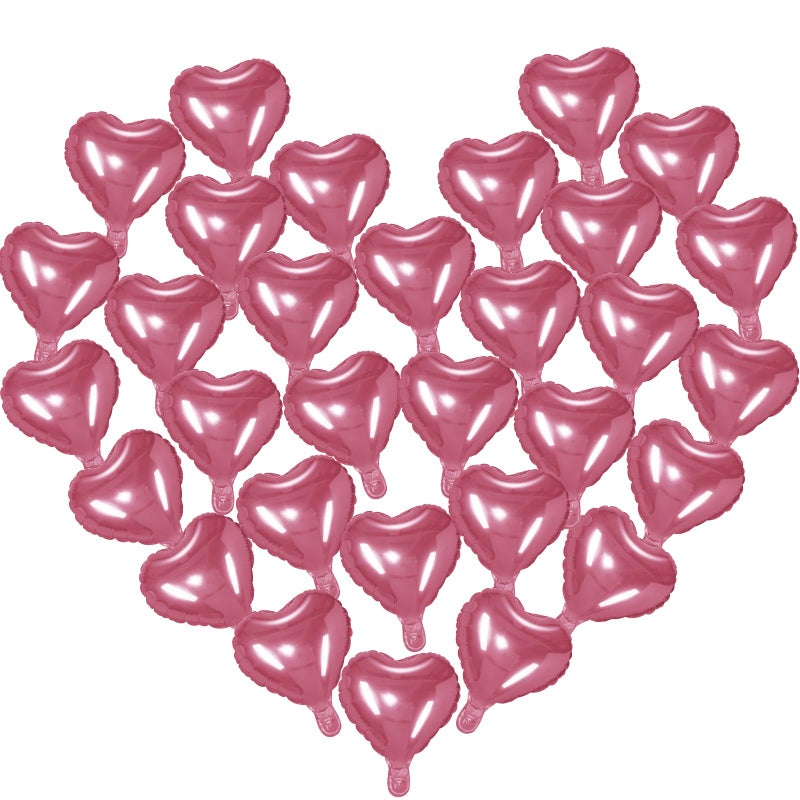 Raiten 100 Pcs Heart Foil Balloons 10 Inch Heart Romantic Love Shaped Balloons Valentine Decorations for Valentines Day Wedding Proposal Birthday PartyPink - Image 3