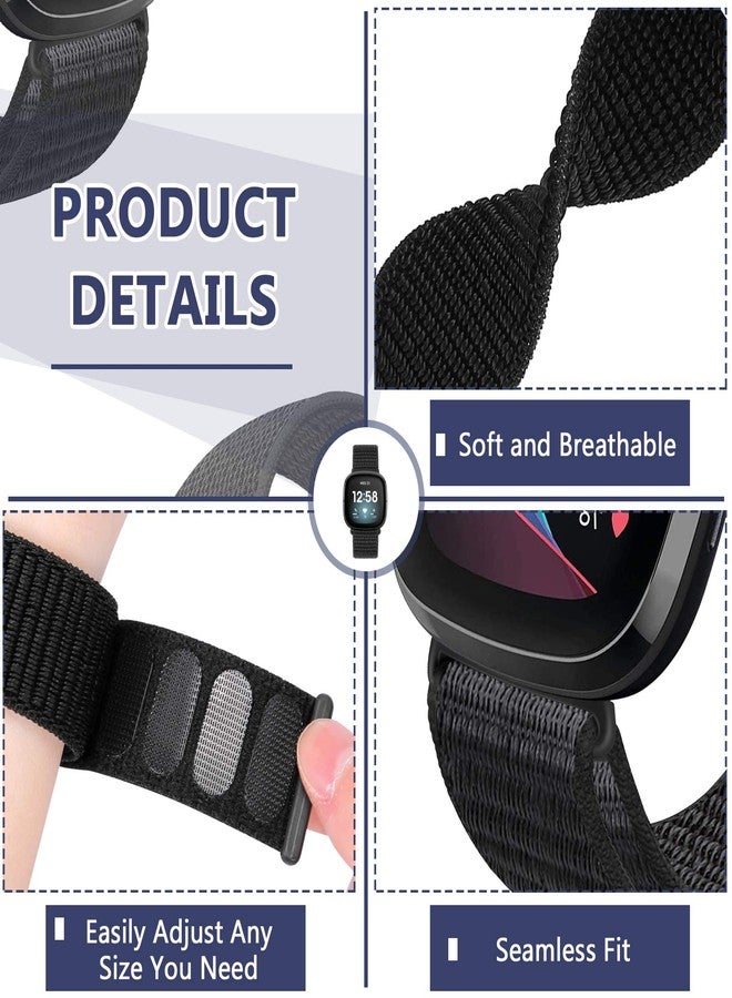 AVOD Nylon Bands Compatible with Fitbit Versa 4/Sense 2/Versa 3/Fitbit Sense, Soft Breathable Sport Adjustable Replacement Strap Women Man Wristband Accessories - Image 3