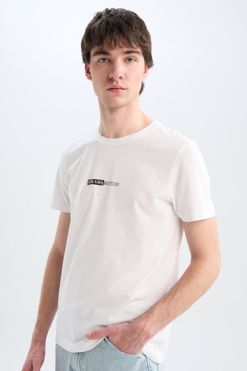 ديفاكتو تيشيرت قطن سليم فيت مطبوع برقبة مستديرة - Image 1