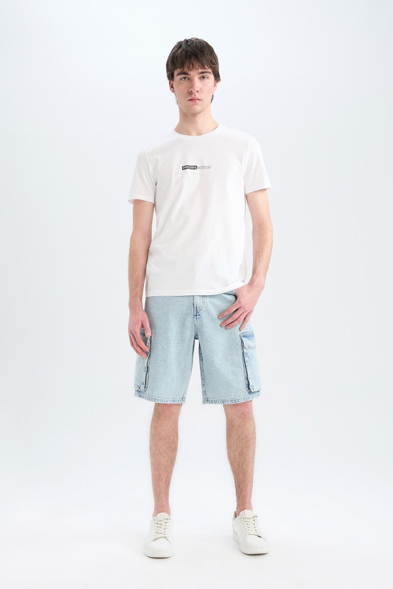 ديفاكتو تيشيرت قطن سليم فيت مطبوع برقبة مستديرة - Image 2