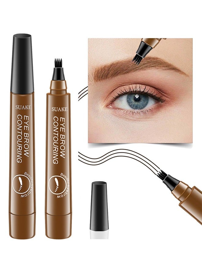 سويكي صبغ بلدي 4 أطراف للحواجب لون أربعة شوكة قلم حواجب مائي ، قلم نحت الحاجب ، قلم حواجب سحري دقيق مقاوم للماء ، سهل التشكيل ، مقاوم للماء ومقاوم للتلطخ يخلق # بني فاتح طبيعي - Image 1