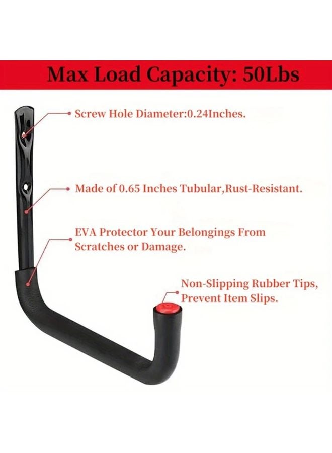 3pcs Black Heavy Duty Garage Hooks Wall Mount Organizer for Bikes Ladders Tools - Image 4