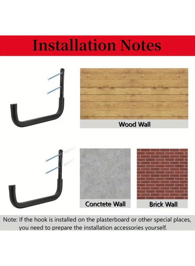 3pcs Black Heavy Duty Garage Hooks Wall Mount Organizer for Bikes Ladders Tools - Image 5