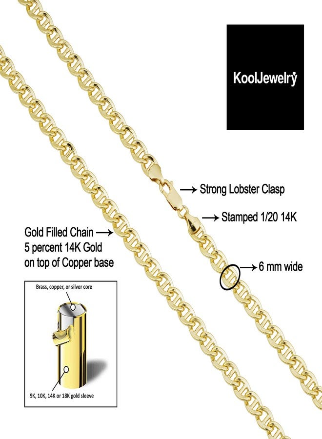 Kooljewelry Solid 14k Yellow Gold Filled Mariner Link Bracelet for Men and Women (6 mm, 8.5 inch) - Image 2