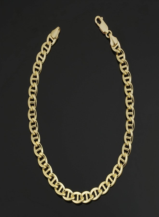 Kooljewelry Solid 14k Yellow Gold Filled Mariner Link Bracelet for Men and Women (6 mm, 8.5 inch) - Image 3