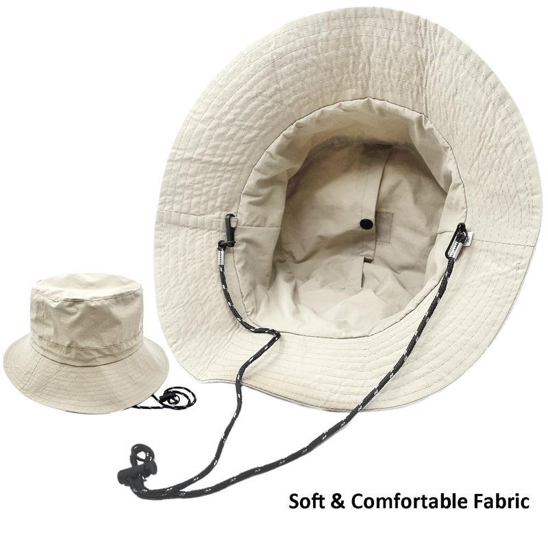 woogwin Waterproof Bucket Rain Hat with Chin Strap Quick Dry Packable Boonie Sun Hat Safari Hat UV Protection(Beige) - Image 5