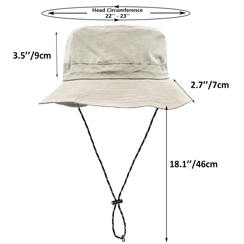 woogwin Waterproof Bucket Rain Hat with Chin Strap Quick Dry Packable Boonie Sun Hat Safari Hat UV Protection(Beige) - Image 4