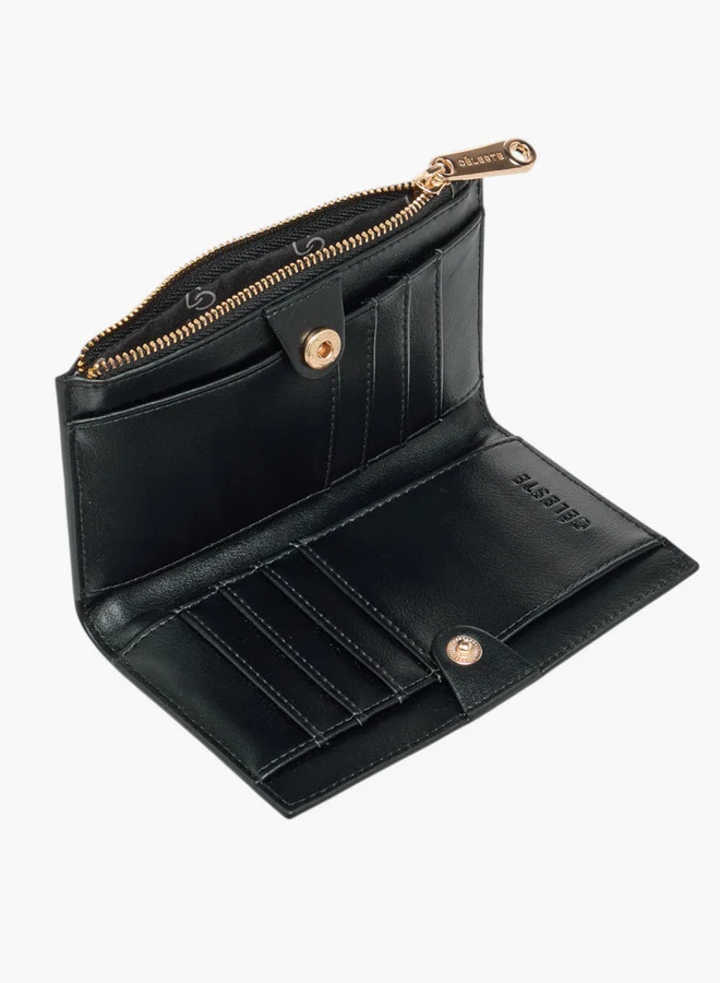 Celeste Textured Bi-Fold Wallet with Snap Button Closure