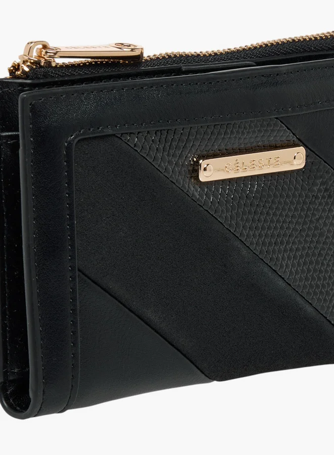 Celeste Textured Bi-Fold Wallet with Snap Button Closure