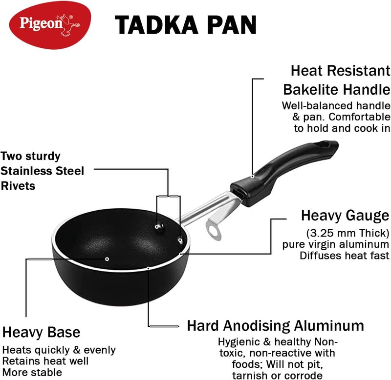 177 Non Stick Tadka Pan, Black, W 12.0 x H 6.0 x D 30.0 cm, Aluminum - Image 3