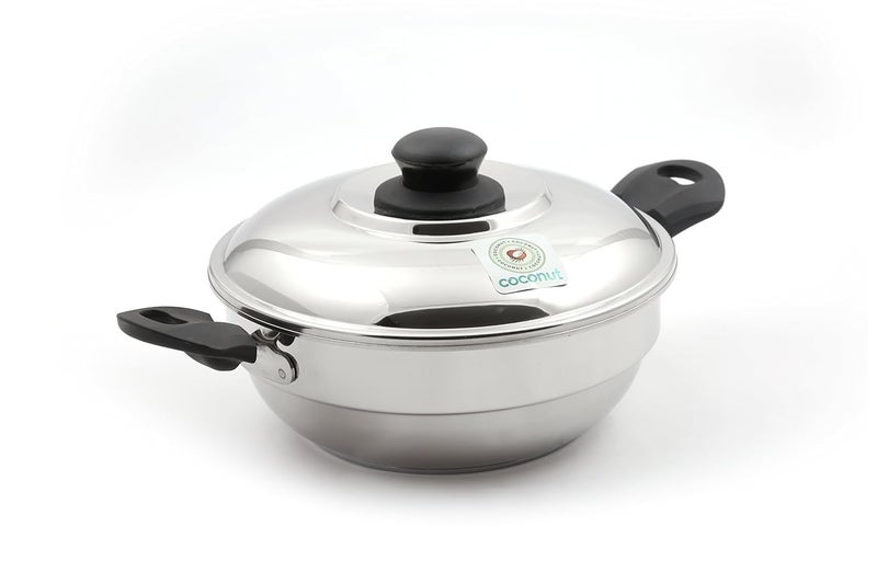 Coconut Stainless Steel Idly Steamer - 8 Idly, Extra Thick Sandwich Bottom Base -Works on Gas and Induction Stove - Works as a kadhai and Steamer Also - Image 2