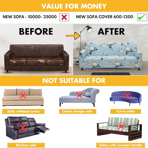 Bigkart Elastic Sofa Covers for 3 Seater Sofas | Polyster-Spandex, Stretchable, Sofa Covers for Single, Double and Triple Seater Sofas - Image 5