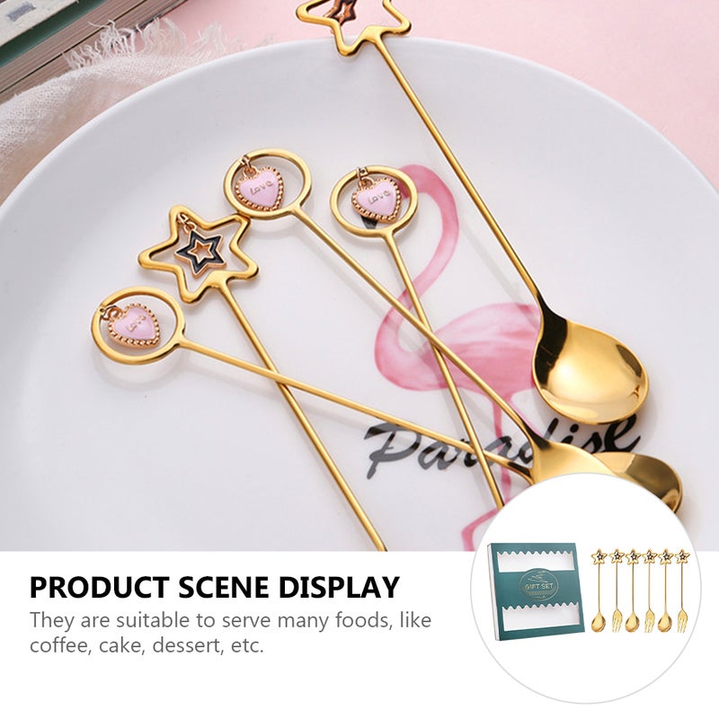 1 Box/6pcs Scoop and Fork Set Fruit Forks Coffee Spoons Ice Cream Spoons - Image 5