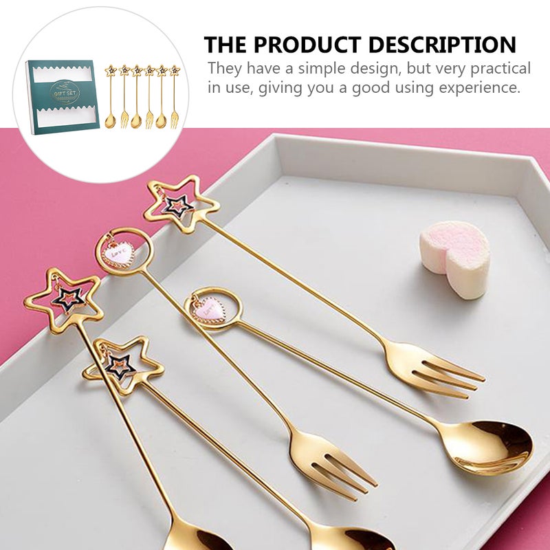 1 Box/6pcs Scoop and Fork Set Fruit Forks Coffee Spoons Ice Cream Spoons - Image 4