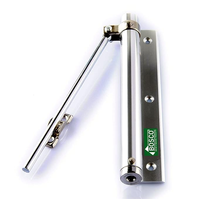 Bosco Stainless Steel Spring Door Closers Set of 2 – Automatic Door Closing Mechanism for Light Weight Doors with Fitting Set Adjustable Speed, Durable for Residential & Commercial Use – Silver Finish - Image 1