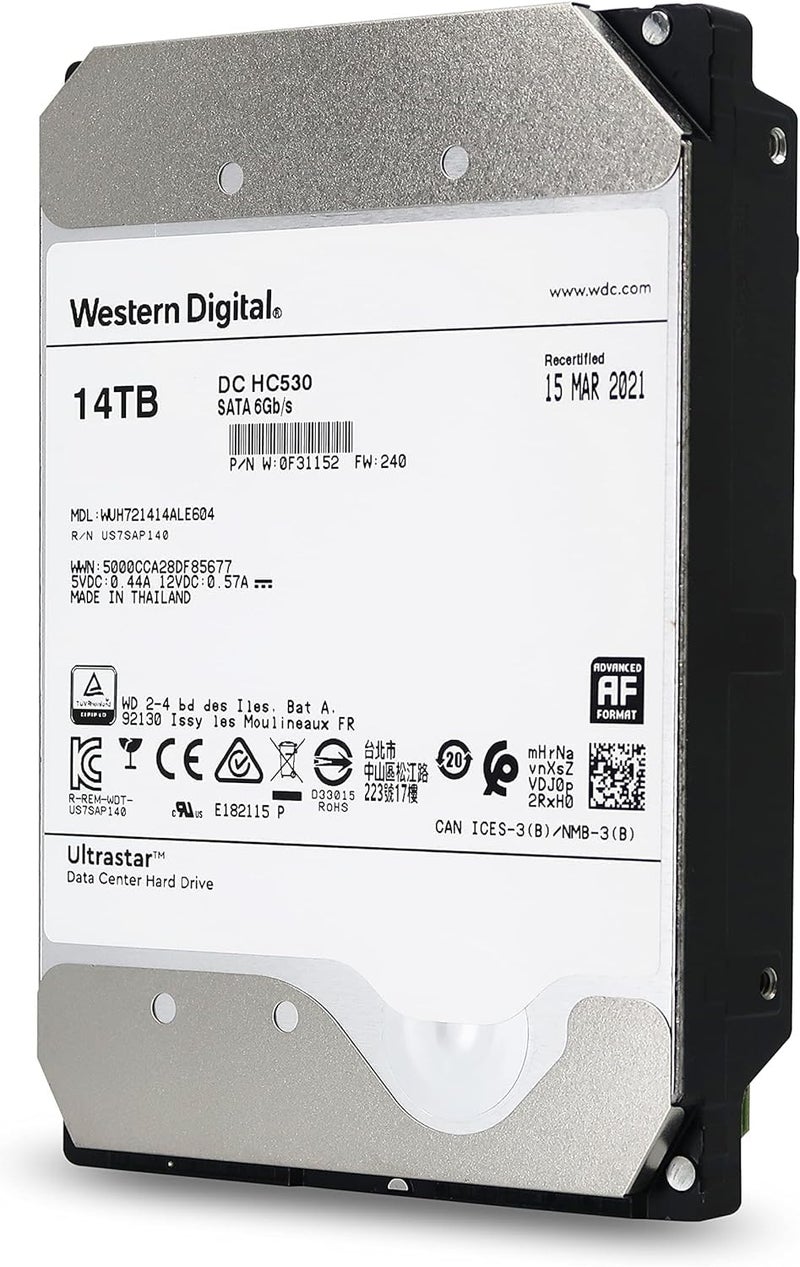 HGST WD Ultrastar DC HC530 14TB SATA 6Gb/s 3.5-Inch Data Center HDD - WUH721414ALE604 0F31152 (Renewed) - Image 3