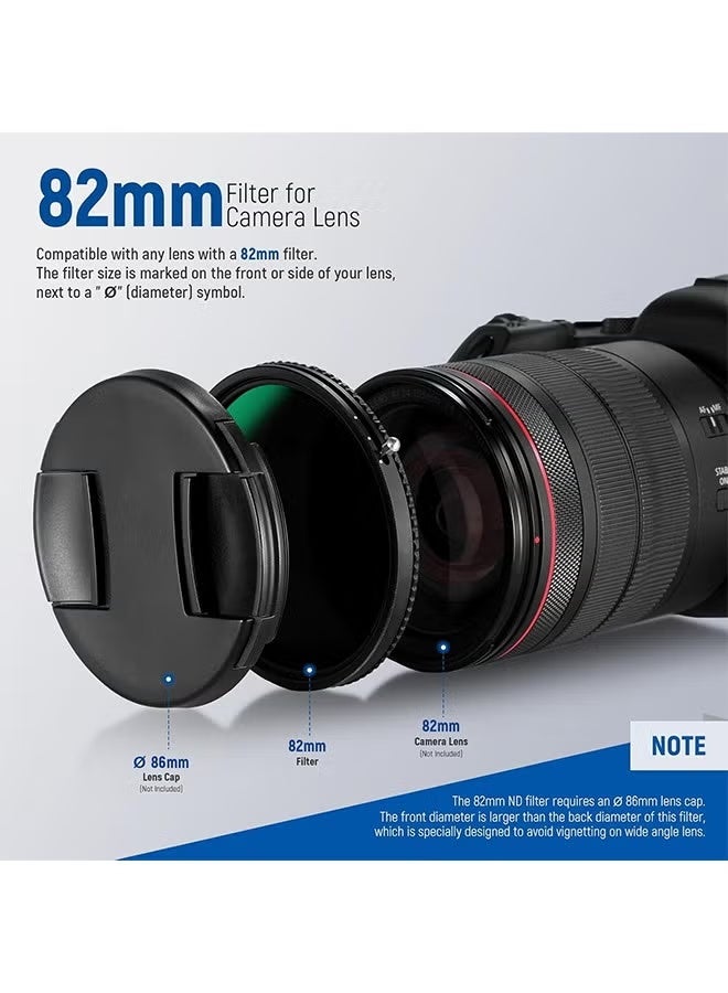 نيوير فلتر NEEWER 2 في 1 متغير ND مقاس 82 مم ND2–ND32&CPL (فلتر استقطاب دائري) بدون تقاطع X/مطلي بالنانو من 30 طبقة/زجاج بصري عالي الدقة/إطار من سبائك الألومنيوم فائق النحافة/مقاوم للماء/مقاوم للخدش - Image 4