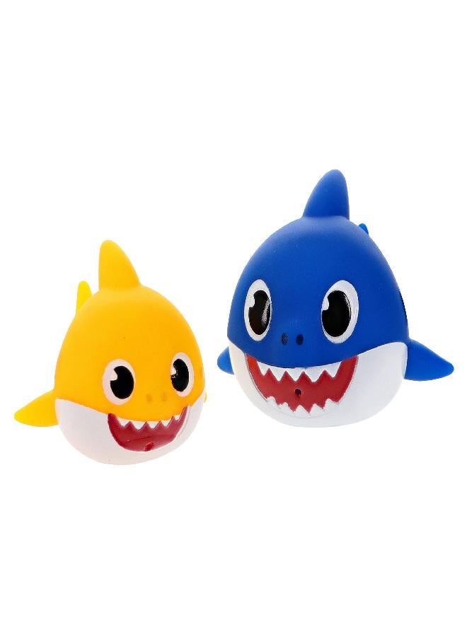 ginsey Pinkfong Baby Shark Bath Squirters 2 Pack, Baby Shark & Daddy Shark - Image 1