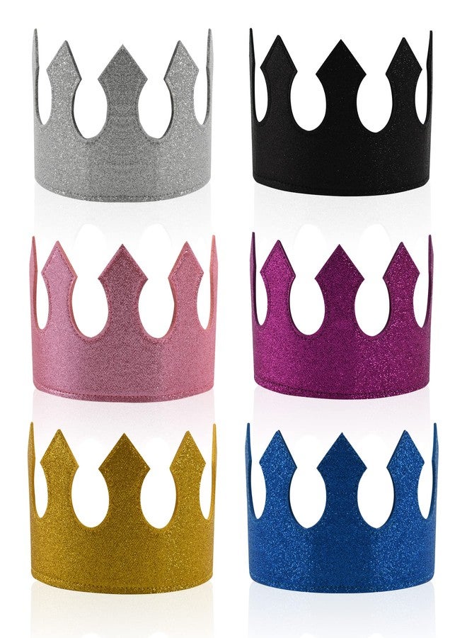 HOKPA Glitter Felt Crown Hats, 6Pcs Birthday Party Hats Prince Crown Caps for Prince Party Favor, Classroom Exchange Prizes, Wedding Anniversary Celebration Decor - Image 1