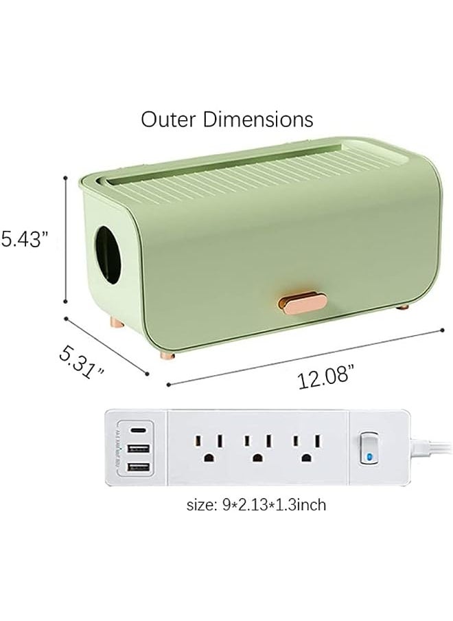 The White Shop WHITE SHOP Cable Management Box - Cord Organizer Box 13.7 * 5.9 * 5.3in -Insulated Cable Storage Box for TV, Computer, Laptop Power Strips -Fashionable Power Strip Box for Home, Office,White  - Image 2