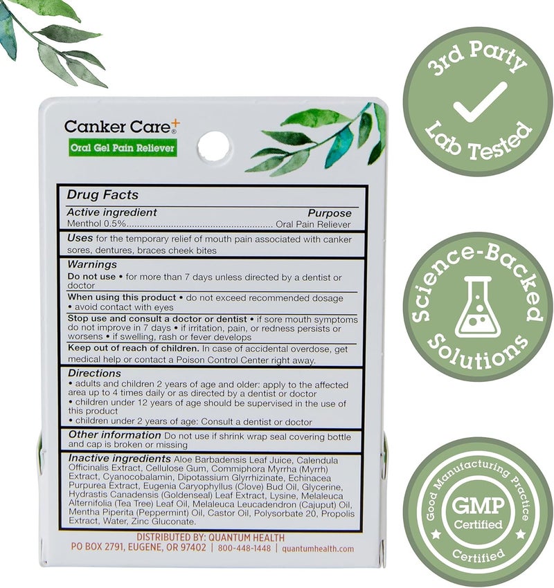 Quantum Health Canker Care+ Oral Gel Pain Reliever - 0.33 Ounces - Image 2
