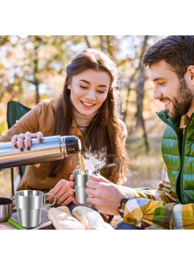 كيلا مجموعة من 4 أكواب تخييم من الفولاذ المقاوم للصدأ بمقبض قابل للطي، أكواب قهوة تخييم سعة 10 أونصة بتصميم جدار مزدوج، مثالية للأنشطة الخارجية والسفر والاستخدام المنزلي - Image 5