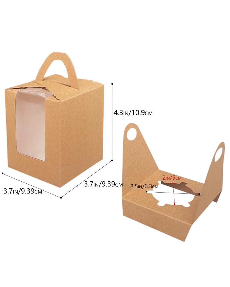 Bakepacker Auto-pop up Individual Cupcake Boxes with Window 25 Count Brown Single Cupcakes Box 3.7 x 3.7 x 4.3inch Cupcake Carrier - Image 5