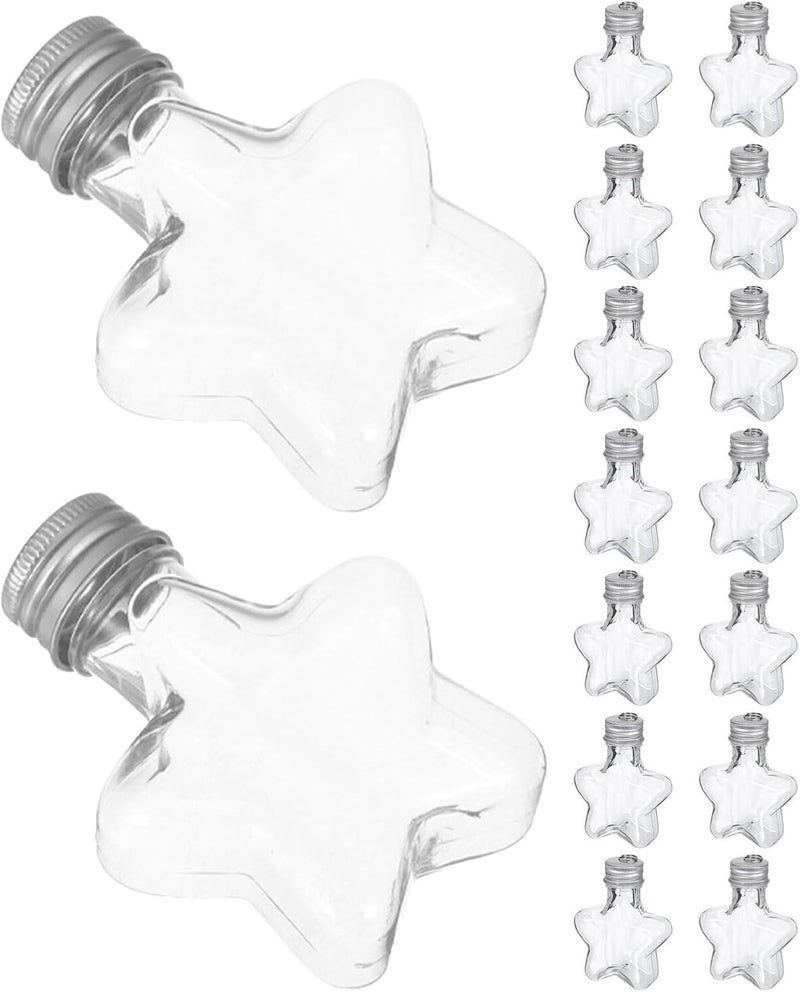 Zerodeko 16pcs 50ml Star Shaped Candy Jars with Silver Lid Plastic Christmas Tree Hanging Bottles Holiday Treat Canisters Decorative Favor Holders for Party Décor - Image 1