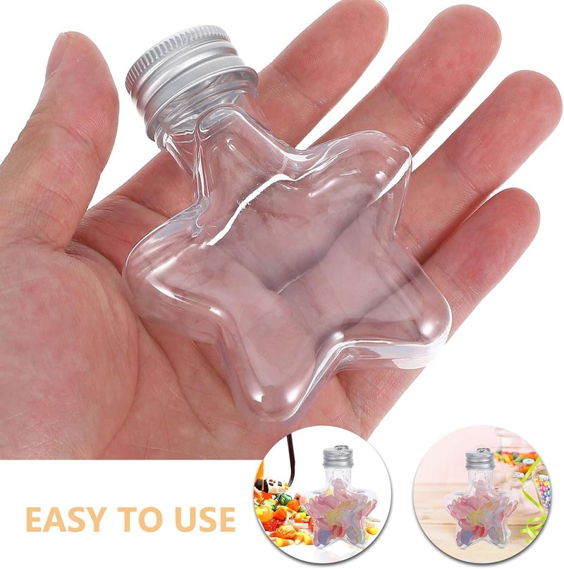 Zerodeko 16pcs 50ml Star Shaped Candy Jars with Silver Lid Plastic Christmas Tree Hanging Bottles Holiday Treat Canisters Decorative Favor Holders for Party Décor - Image 3