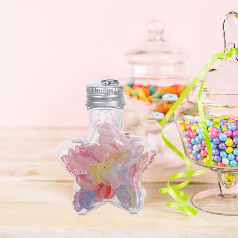 Zerodeko 16pcs 50ml Star Shaped Candy Jars with Silver Lid Plastic Christmas Tree Hanging Bottles Holiday Treat Canisters Decorative Favor Holders for Party Décor - Image 5