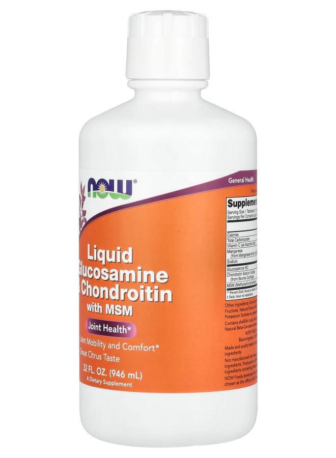 now Liquid Glucosamine & Chondroitin with MSM Citrus 32 fl oz (946 ml) - Image 2