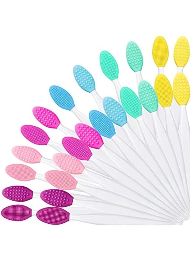 Luckam 24pcs Double-Sided Soft Silicone Lip Brush, Silicone Facial Cleaning Brushes for Smoother and Fuller Lip Appearance, Cleans Blackheads, Exfoliates and Cleanses, Improves Skin - Image 1