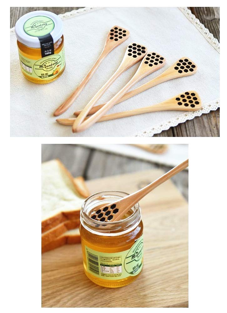 the love 12 Pack Wooden Honey Comb Honey Stick Honey Dipper Spoon, Coffee Stiring Spoon, Tableware for Wedding or Party Favors - Image 3